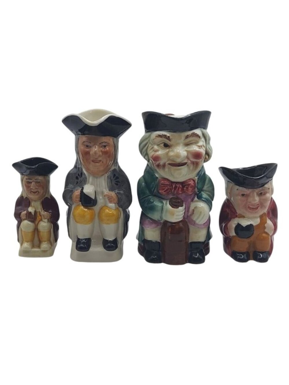Set Of 4 Vintage Hand Painted Toby Jugs Staffordshire England Occupied Japan